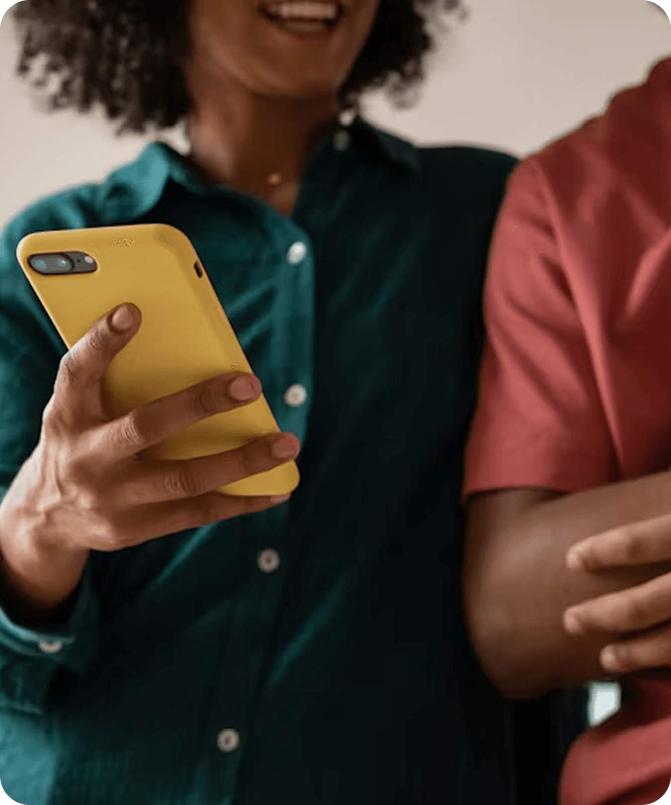 Woman using phone to find a loan